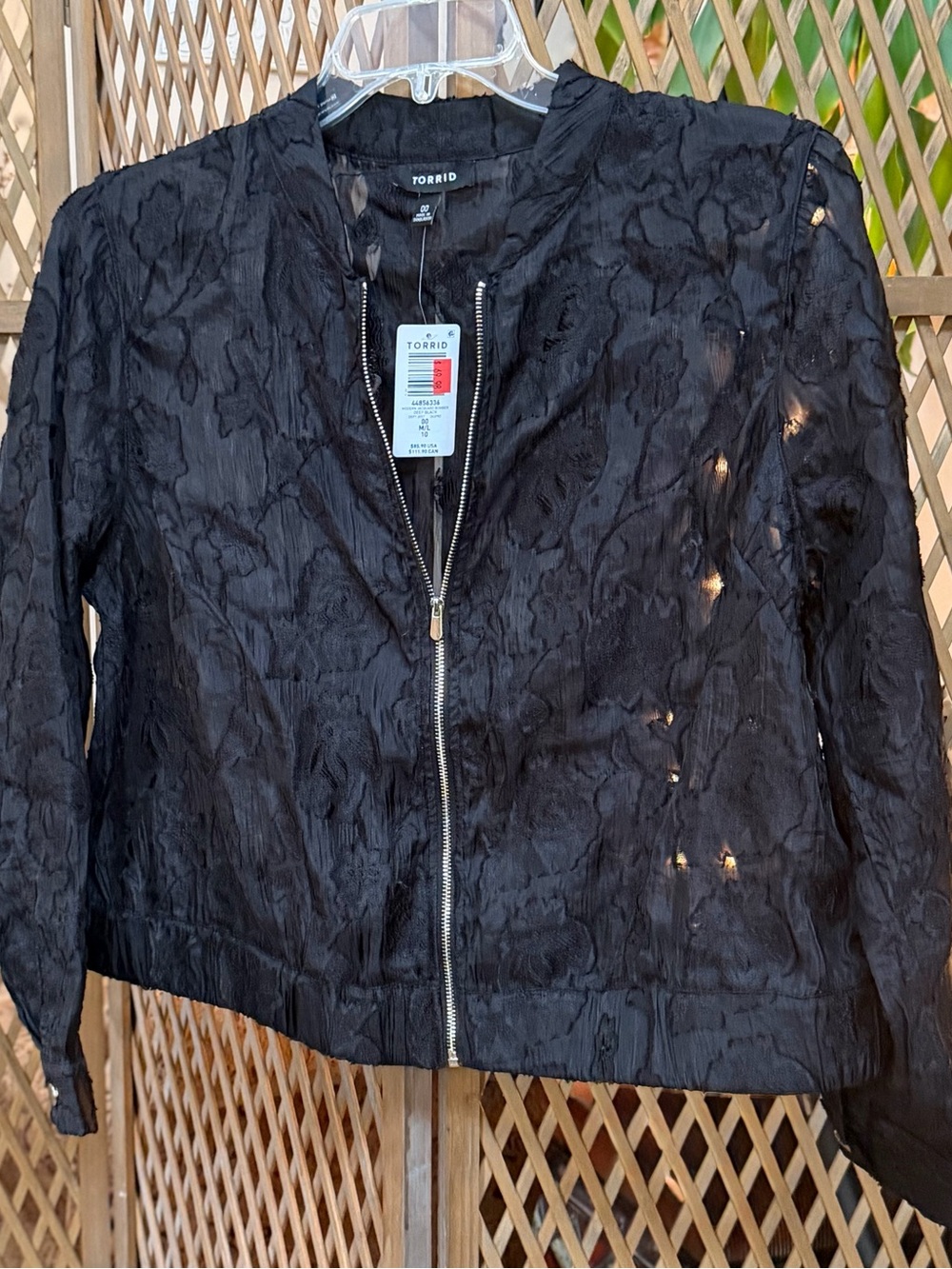 Torrid Black Textured Lace Zip Bomber Jacket Size 00